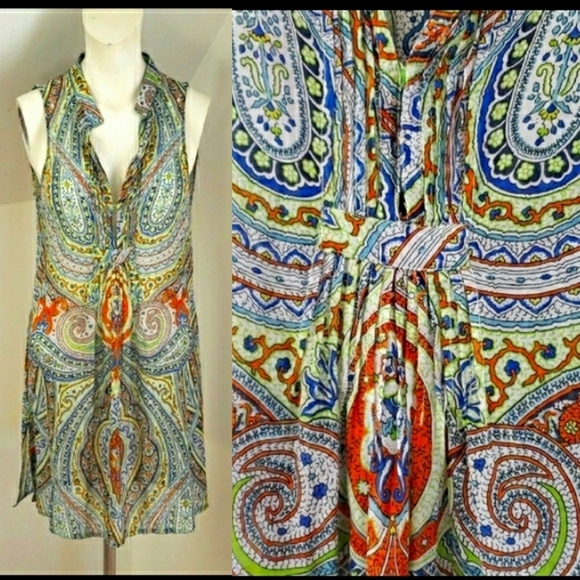 Zara Dresses & Skirts - Zara Basic Semi-sheer Pasley Multicolor Print Sleeveless Silky Dress, Size S.